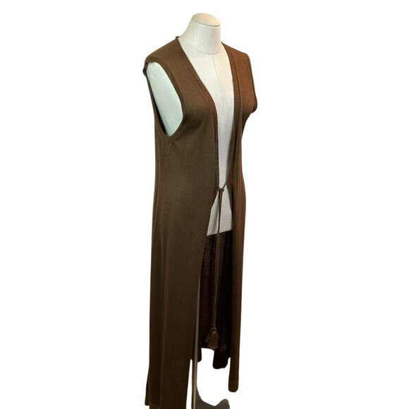 Peruvian Connection Sleeveless Long Duster Womens L Brown 100% Pima Cotton - Picture 8 of 11